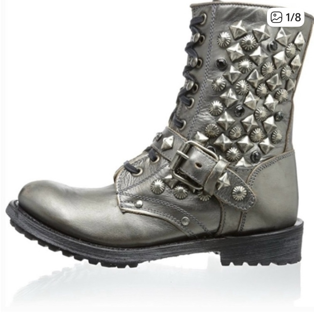 Ash Ryanna metallic studded Leather combat Boots